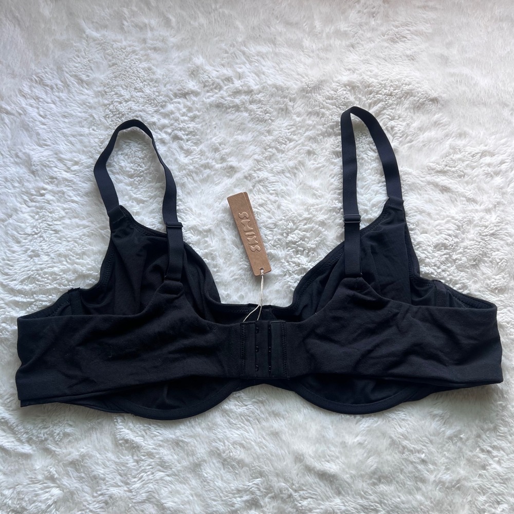 SKIMS Cotton Jersey Unlined Underwire Bra Soot Black Size 44D BR-UWR-0637 NEW - Picture 5 of 11